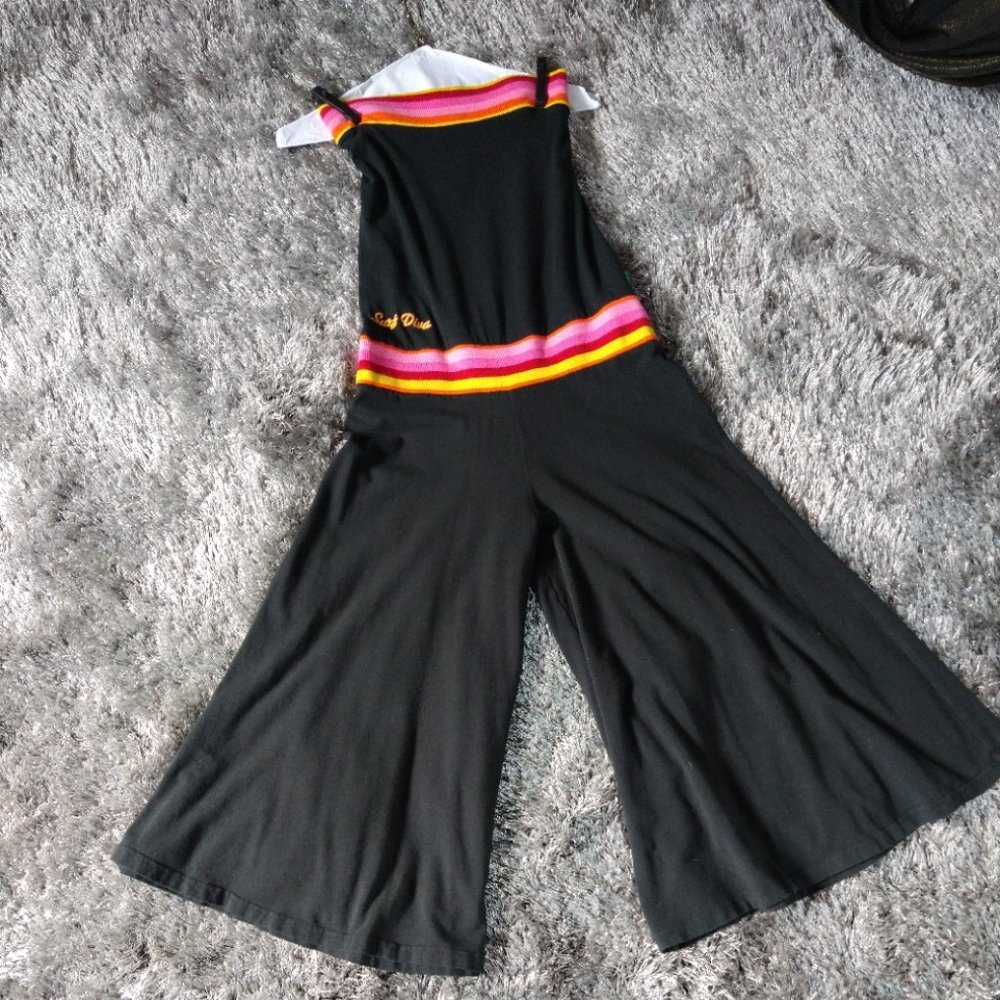 Black Romper with Colorful Stripes